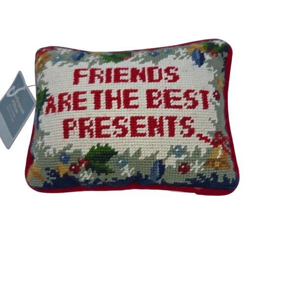 Friends Are The Best Presents Needlepoint Decorative Pillow 6.5" X 9" - Picture 1 of 4